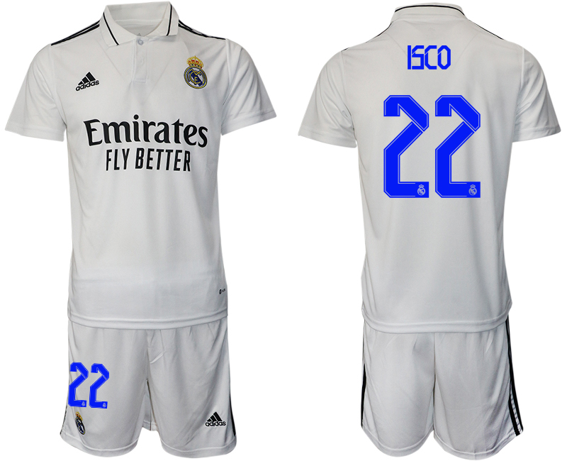 Men 2022-2023 Club Real Madrid home white 22 Adidas Soccer Jersey